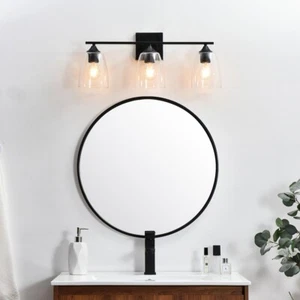 WALL SCONCE VANITY BLACK BATHROOM BEDROOM DINING ROOM GLASS SHADES LIGHT FIXTURE - Picture 1 of 7