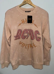 NEW! NWT AC/DC High Voltage Stud Sweatshirt Beige Size M - Picture 1 of 3