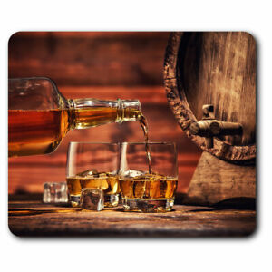 Computer Mouse Mat - Whisky Glasses Barrel Whiskey Office Gift #15687