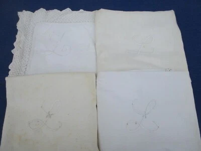 Taie d'oreiller N°77 usagées pour récupération du monogramme Lot de 4 - Photo 1/4