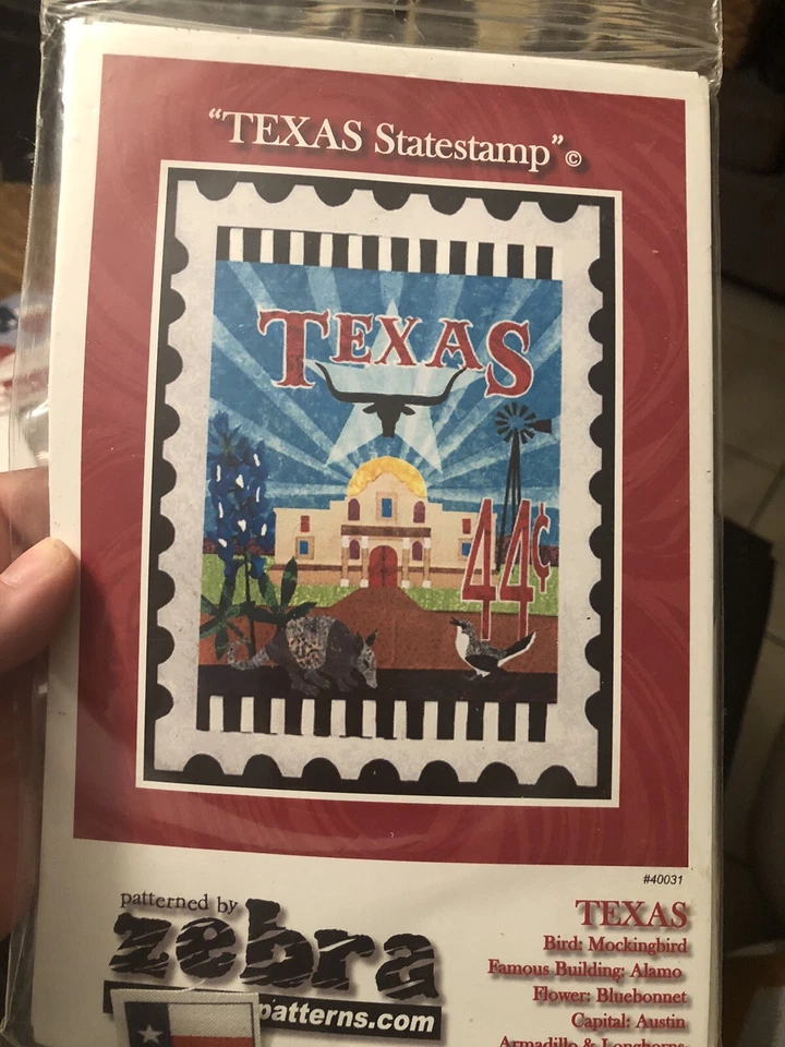 TEXAS Statestamp Mini Quilt Pattern, 31x24, by Zebra patterns #40031(see pics) - Image 1 of 1
