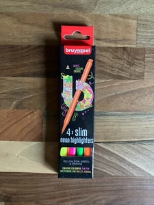 Bruynzeel Slim Neón Iluminador Conjunto de 4 Nuevo Amarillo Rosa Verde Naranja - Imagen 1 de 3