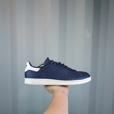 *RARO* UK 11.5 - Scarpe da ginnastica Adidas Stan Smith Woven Blue Originals da uomo BB0050 - Immagine 1 di 4