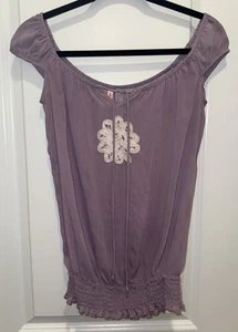 Xhilaration Damen XS Flieder Boho Top Flügelärmel Y2K 2000er - Bild 1 von 6