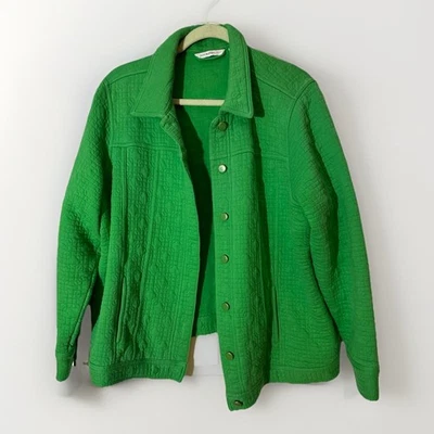 CHAQUETA MUJER ISAAC MIZRAHI ACOLCHADA BOTÓN DELANTERO NUEVA TALLA 2X VERDE JADE Foto 1 de 4