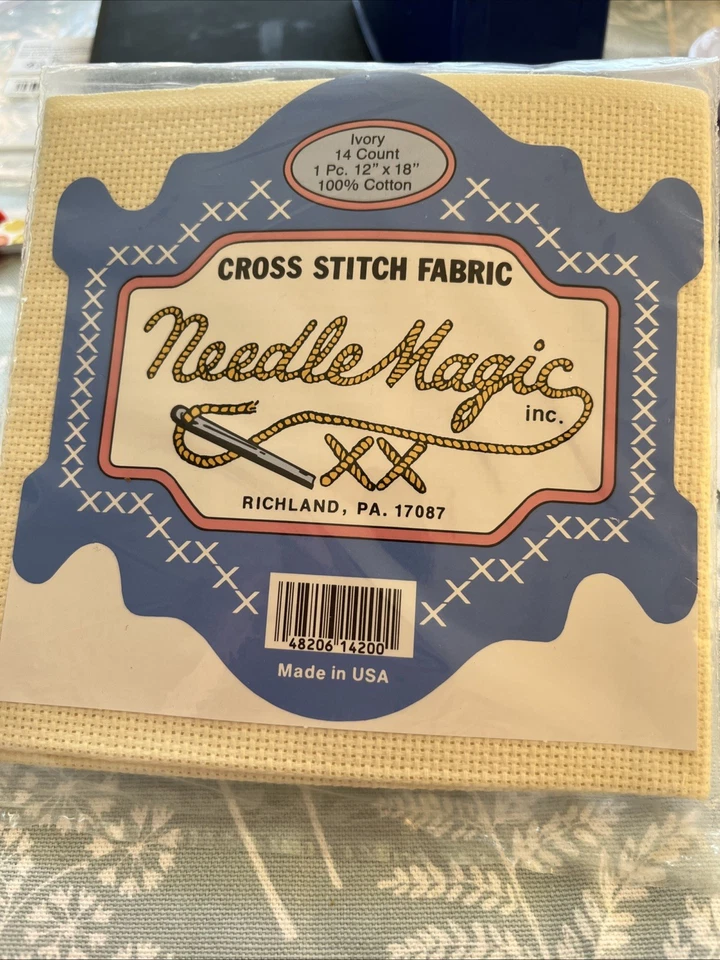 Needle Magic 100% cotton Cross Stitch Fabric Ivory 14 Count 12"x18” - Image 1 of 3