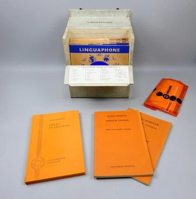 Linguaphone French Course - Complete Vintage Set With Records 45rpm - VGC - Image 1 of 4
