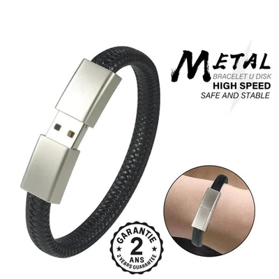 Bracelet Clé USB 4 8 16 32 64 128 Go Métal Etanche Windows 10/11 Mac OS Linux - Photo 1/4