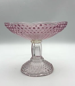 Gotham Crystal Emily’s Attic Pink Hobnail Pedistal Dish - Picture 1 of 6