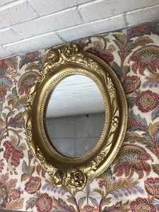 ANTIKER ALTER VERZIERTER OVALER WANDSPIEGEL AUS GIPS 14 1/2” X 12” X 3” SCHÖN UNGEWÖHNLICH - Bild 1 von 13