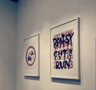 Banksy exhibition Prints ‘23 Cut And Run Glasgow AUTHENTIC FRAMED, FREE USA SHIP - Image 1 of 4