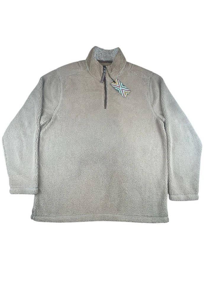 NWT - True Grit Men's Hearth & Soul Suede Sherpa 1/4 Zip Pullover Resin Soft - Image 1 of 4