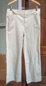Liz Claiborne NY Hepburn Stretch gewebt gerades weites Bein Hose beige 12 - Bild 1 von 8