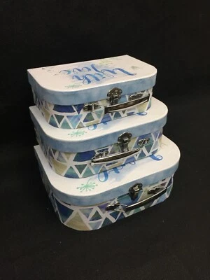 Juego de 3 MALETAS Cajas de Almacenamiento/Cajas de Mosaico/Anidación/Pila/Bebé/Decoración del Hogar Foto 1 de 4