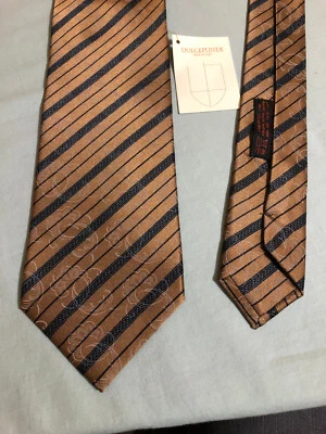 Corbata Dulcepunta Para Hombre Marrón y Negro Rayas 100% Seda Rara Nueva con Etiquetas De Colección Foto 1 de 4