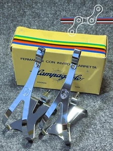NOS size L Campagnolo #0990/05 Nuovo Record Steel Chrome Pedal Toe Clips Cages - Picture 1 of 5