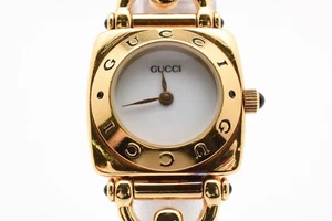 [Vintage]Gucci 6300L White Dial Gold Quartz Women's Japan 18 - Picture 1 of 12