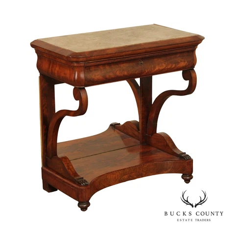 Antique Empire Style Marble Top Mahogany Console Table Cover