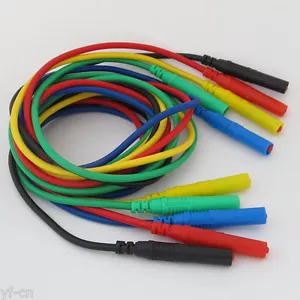 5sets 1M/3.3ft Dual Jacket 4mm Banana Plug Silicone Voltage Probe Cable 5 Colors - Picture 1 of 6