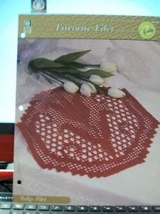TULIP FILET FAVORITE FILET CROCHET PATTERN HOUSE OF WHITE BIRCHES DOILY - Picture 1 of 1