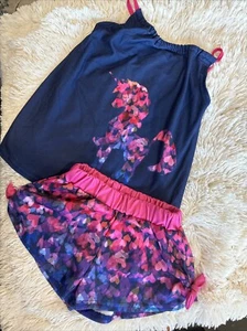 Pink and Blue Unicorn Hearts Sunshine Swing Shorts Set Size 6 - Picture 1 of 6