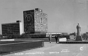 # A1023 MEXIKO STADT, MEXIKO ECHTFOTO POSTKARTE, CIUDAD UNIVERSITY - Bild 1 von 2
