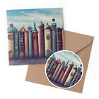 1 x Greeting Card & 10cm Sticker Set - Magic City Book Houses Literature #21824