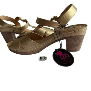 CG Damen Sandalen Gold mit klobigem Absatz & Knöchelriemen Neu leicht bequem - Bild 1 von 7