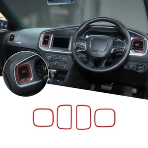 4x Center Dashboard Air Vent Outlet Frame Cover Trim For Dodge Challenger 2011+ - Picture 1 of 9