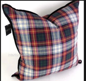 Ralph Lauren Green Red Blue Yellow White Tartan Plaid 20”Feather Throw Pillow - Picture 1 of 2