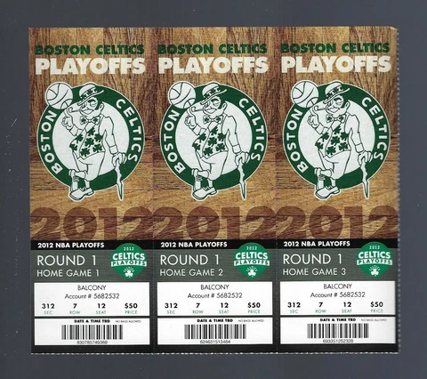 2012 NBA HAWKS @ BOSTON CELTICS FULL unused TICKET SHEET - GAMES #3, #4, #6 Cover