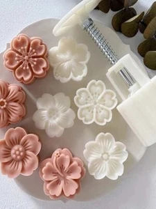 DIY Moon Cake Mold Stamps Baking Pastry Mochi Cake Flower Kitchen Tool 6pc - Picture 1 of 5