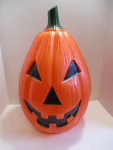 Vintage Blow Mold Pumpkin Jack O Lantern 23" tall No cord Halloween Fall orange - Picture 1 of 18