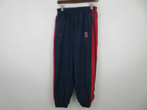 Nike Boston Red Sox Windbreaker Pants Men Small Mesh Lined Blue Red Rain Jogger Cover