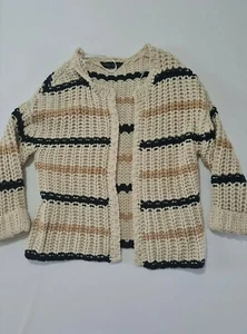 Ladies Cardigan Dorothy Perkins Size S Heavy Knit Open Front Beige Mix 4706 - Picture 1 of 11