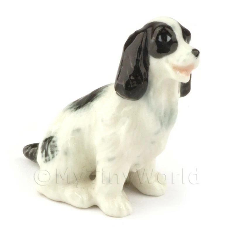 Dolls House Miniature Ceramic Sitting Cocker Spaniel - Image 1 of 1