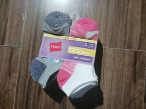 Hanes Girls Cool Comfort Mesh No Show Socks12-Pack Soft Breathable Large 4-10 - Picture 1 of 3