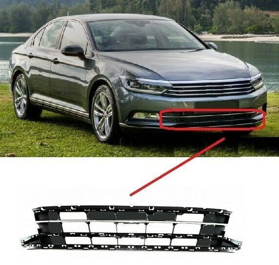 Rejilla inferior central delantera parachoques delantero VW Passat B8 negra con orificios de moldeo 2015- - Imagen 1 de 1