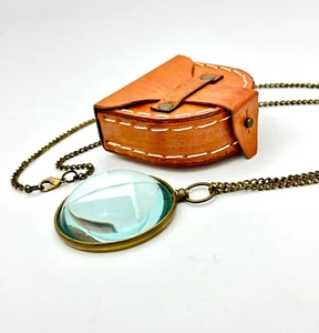 Pocket Magnifying Glass & Leather Box 20X Pocket Monocle Costume Antique Retro, - Picture 1 of 9