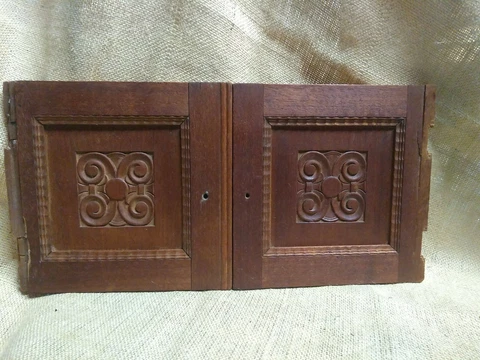 2 CUPBOARD Doors Carved Trim center medallion antique spanish Mexico rococo Cover
