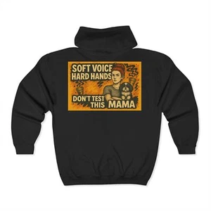 Soft Voice Hard Hands Mama Hoodie, Funny Gift for Moms, Women's Sweatshirt, - Picture 1 of 9