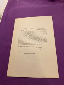 CIVIL WAR CHESAPEAKE & OHIO CANAL SEIZURE ORDER WAR DEPARTMENT 1862 G.O. #1833 - Picture 1 of 8