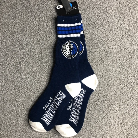 Men's For Bare Feet Dallas Mavericks 4-Stripe Deuce Performance Crew Socks large Cover