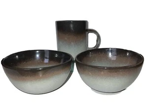 Peter Pots Pottery Stoneware Bowls 2 & A Mug Oval Vtg MCM Signed 5 3/4” X 4 7/8” - Picture 1 of 11