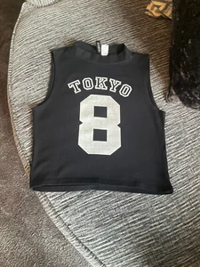 H&M Divided TOKYO Black High Neck Crop Top Size Medium - Picture 1 of 3
