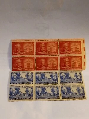 MINT NH OG TWO 3 CENT STAMP BLOCKS 12 STAMPS CV 5.40 - Image 1 of 2