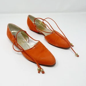 Salvatore Ferragamo Women's Ankle Strap Slip On Orange Shoes Size 7.5 - Picture 1 of 10