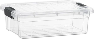 10 Qt Cestini Portaoggetti in Plastica Trasparente con Coperchi e Chiusure, Organizzare Contenitori, S - Foto 1 di 7