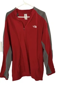 The North Face Men’s XXL TKA 100 Red Gray 1/4 Zip Pullover Fleece Jacket - Picture 1 of 4