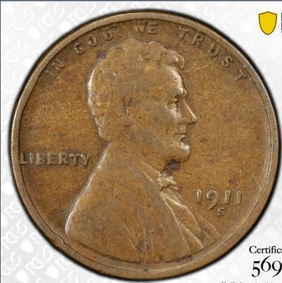 1911 S Lincoln Cent, PCGS VF25 - Image 1 of 3